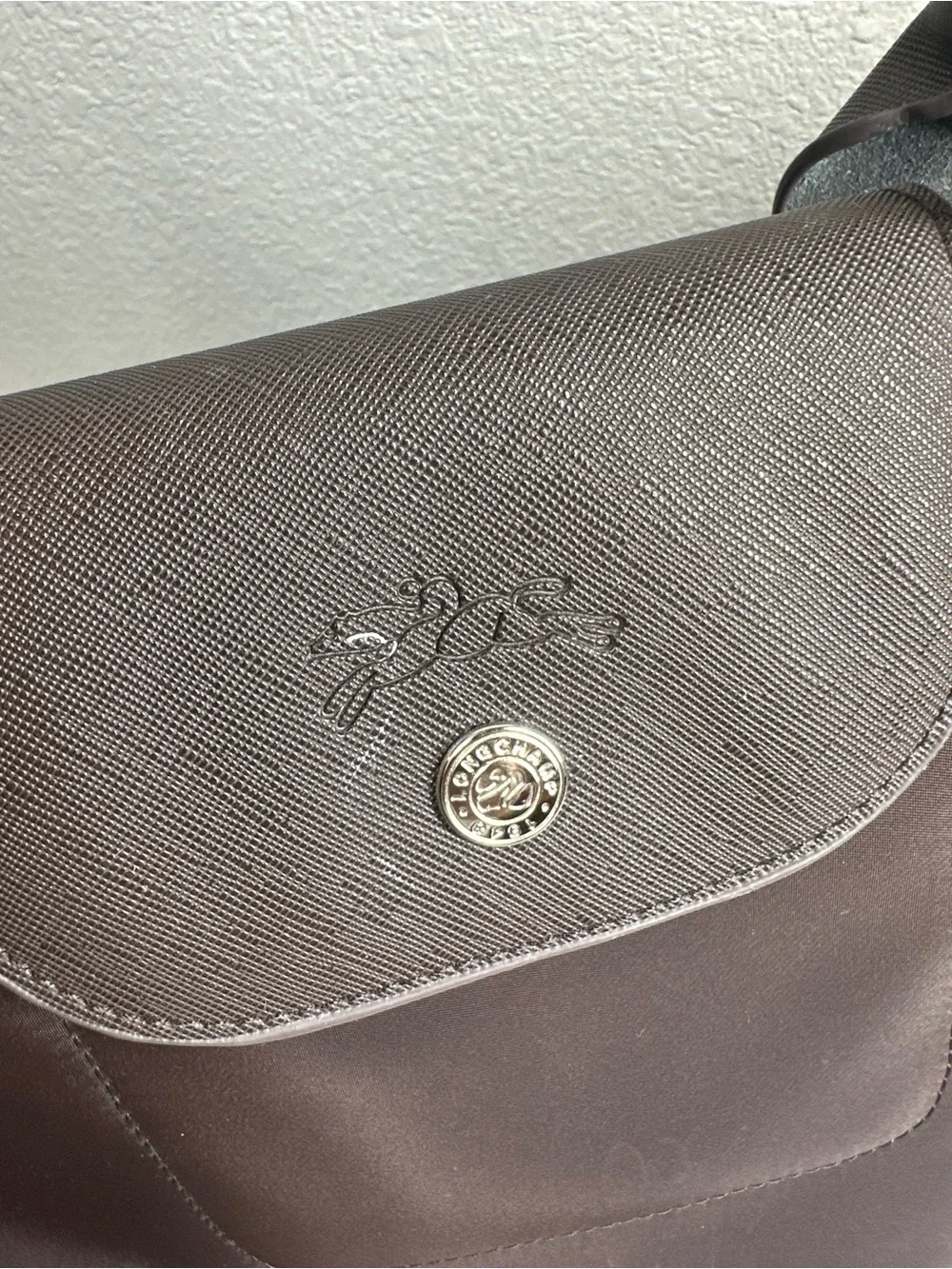 LONGCHAMP Le Pliage Original Dark Brown Tote Silver Hardware